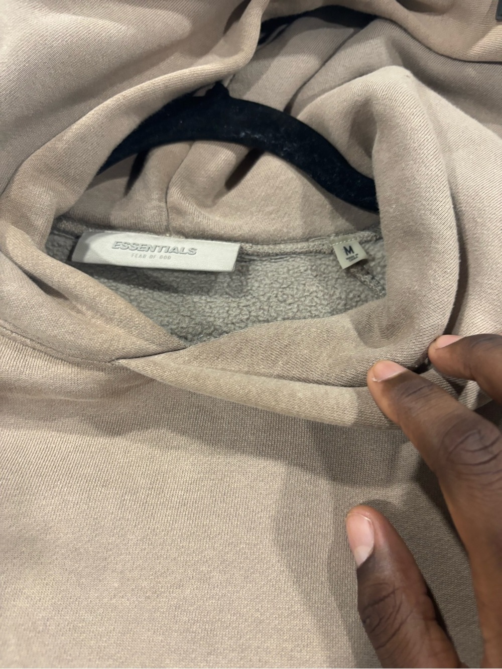 Essentials Beige/Taupe Logo Hoodie - Picture 3 of 3